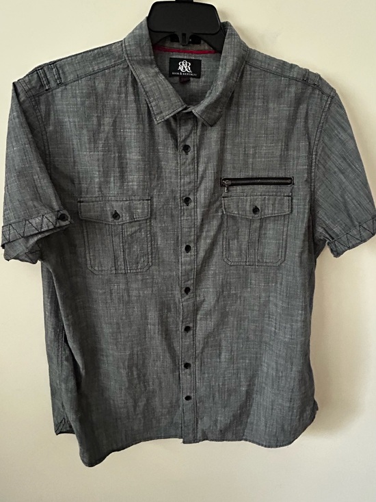 Rock & Republic Other - Rock & Republic Button Shirt Men's XXL Gray Short Sleeve Pocket Collared